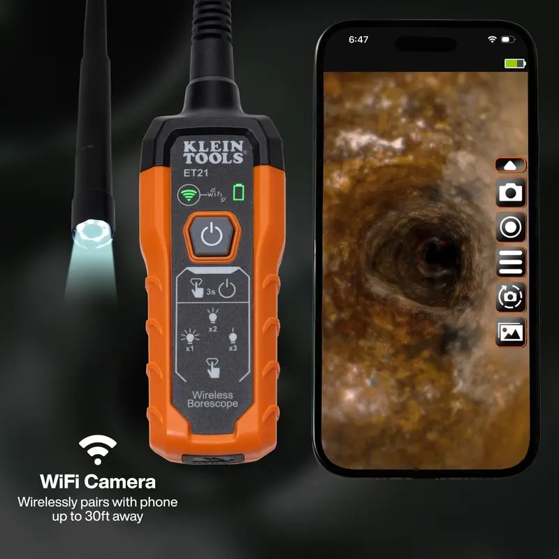 Klein Et21 Wifi Borescope – 5-Foot Cable With 5.5Mm Inspection Camera & Live Streaming 1