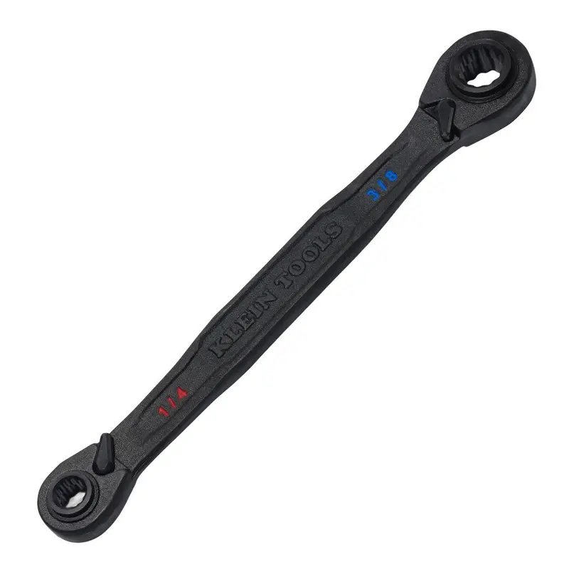 Klein Tools 68214 4-In-1 Ratcheting Box Wrench – Compact Sae Set (1/4", 5/16", 3/8", 7/16") 1