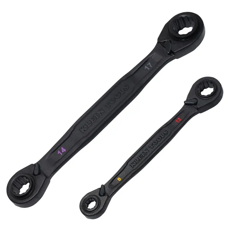 Klein Tools 68216M 2-Piece Metric Ratcheting Wrench Set – 12-Point Pass-Through Design 1