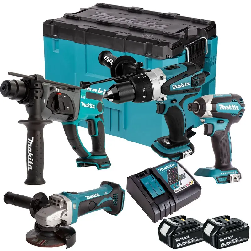 Makita 18V 4-Piece Cordless Combo Kit – Two 5.0Ah Batteries & Maktrak Toolbox 1
