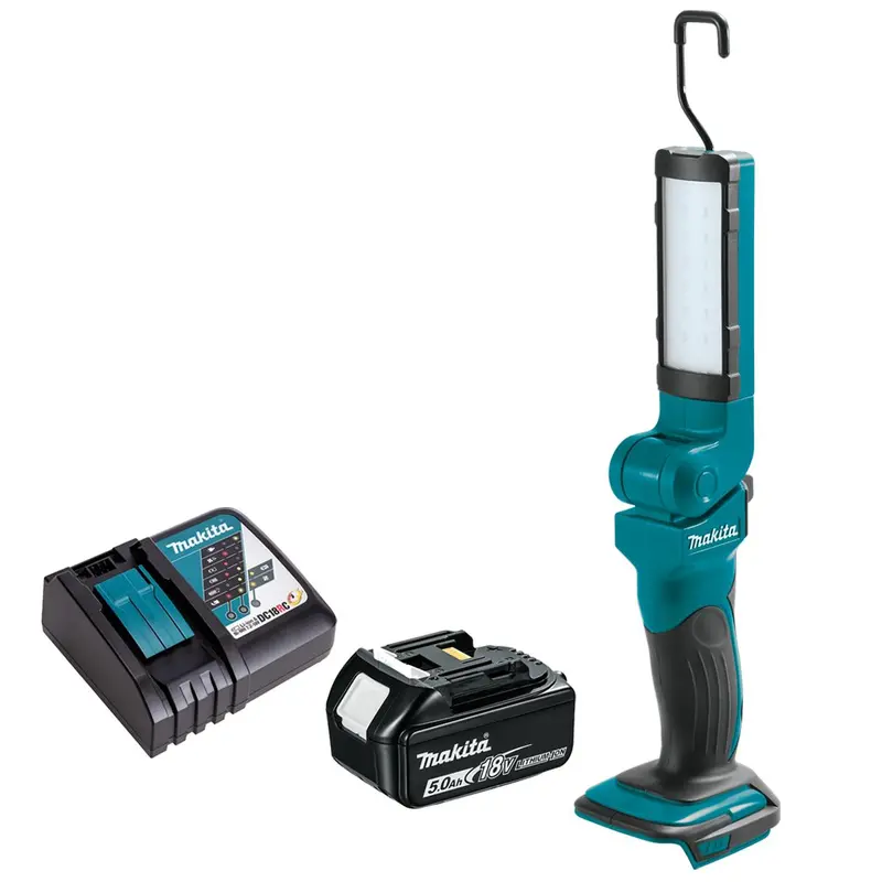 Makita Dml801 18V Rechargeable Fluorescent Led Work Light Torch With 5.0Ah Battery And Charger 1