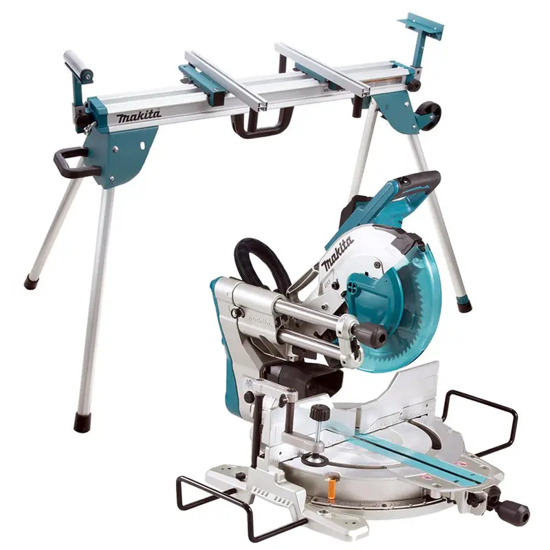 Makita Ls1219/2 305Mm Slide Compound Mitre Saw (240V) With Premium Wheeled Saw Stand 1