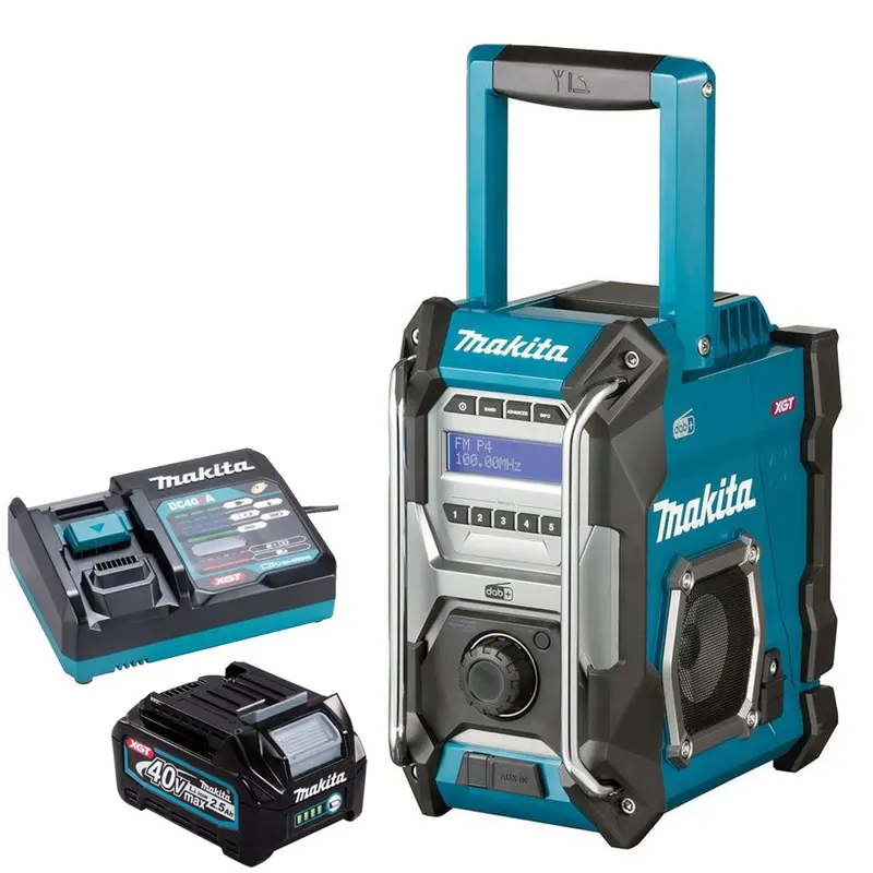 Makita Mr003Gz 40V Xgt Jobsite Radio (Fm/Dab/Dab+) In Blue With 2.5Ah Battery And Charger 1