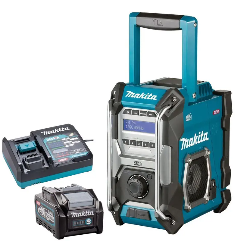 Makita Mr003Gz 40V Xgt Jobsite Radio (Fm/Dab/Dab+) In Blue With 4.0Ah Battery And Charger 1