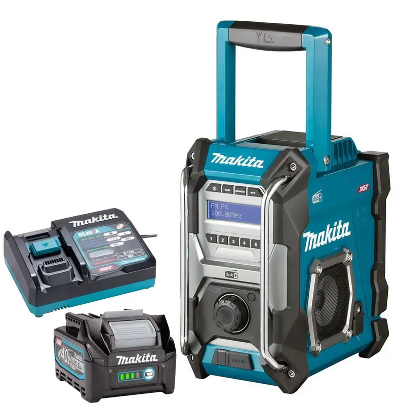 Makita Mr003Gz 40V Xgt Jobsite Radio (Fm/Dab/Dab+) In Blue With 5.0Ah Battery And Charger 1