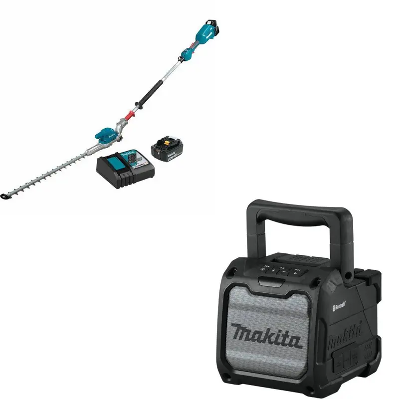 Makita Xnu01T 18V Lxt Pole Hedge Trimmer Kit With Xrm08B Bluetooth Speaker 1