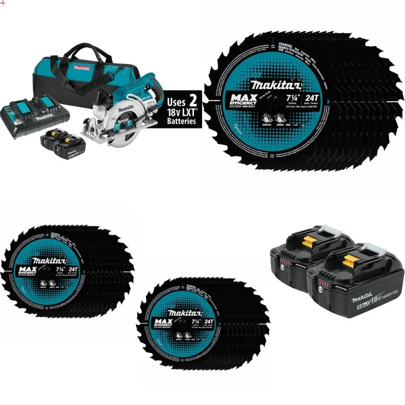 Makita Xsr01Pt Rear-Handle 7-1/4" Circular Saw Kit With 3 B-61656 Blades And Free Bl1850B-2 Batteries 1