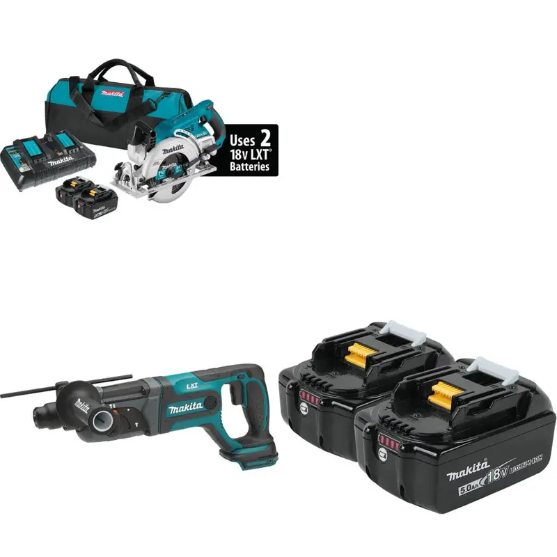Makita Xsr01Pt Rear-Handle Saw Bundle With Xrh04Z Rotary Hammer And Two Free Bl1850B-2 Batteries 1