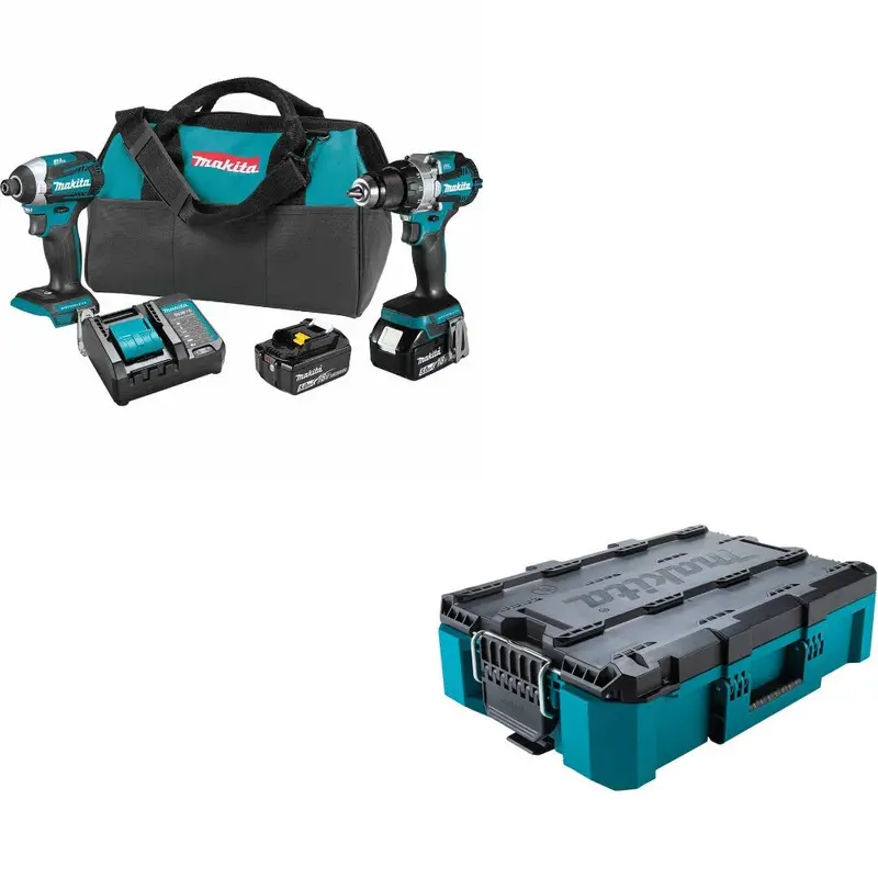 Makita Xt296St 18V Lxt 2-Piece Combo Kit With Bonus T-90037 Maktrak Medium Tool Box 1