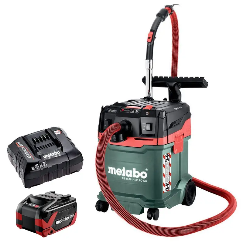 Metabo As 36-18 H 30 Pc-Cc 18V H-Class Dust Extractor – Includes 8.0Ah Battery & Charger 1