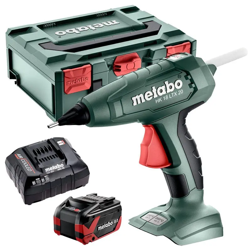 Metabo Hk 18 Ltx 20 18V Cordless Hot Glue Gun – Includes 8.0Ah Battery, Charger, Glue Sticks & Metabox 1