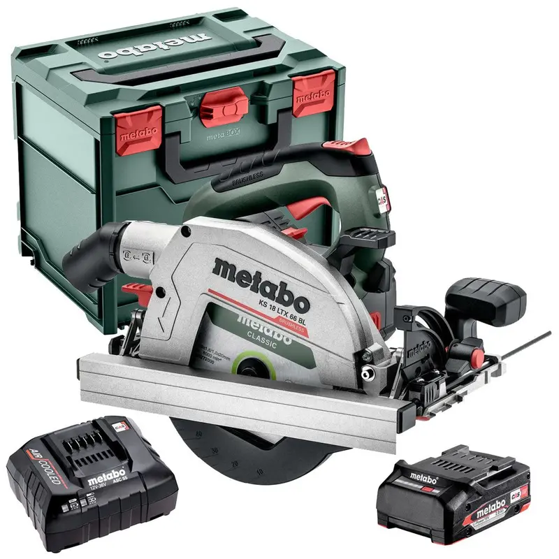 Metabo Ks 18 Ltx 66 Bl 18V Brushless 165Mm Circular Saw – Kit With 2.0Ah Battery, Charger & Metabox 1