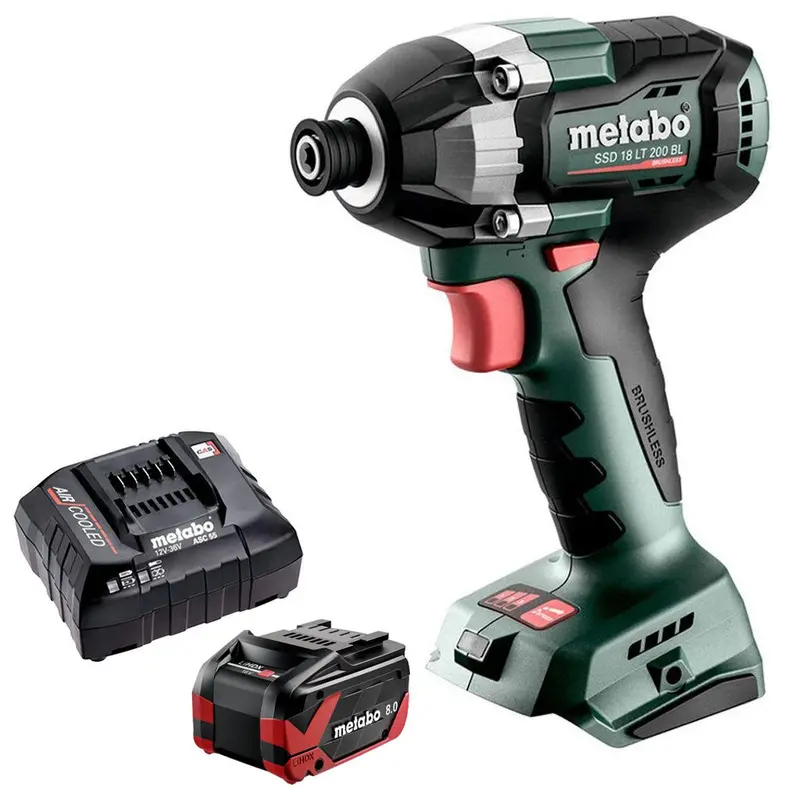 Metabo Ssd 18 Lt 200 Bl 18V Brushless 1/4" Impact Driver – Includes 8.0Ah Battery & Charger 1