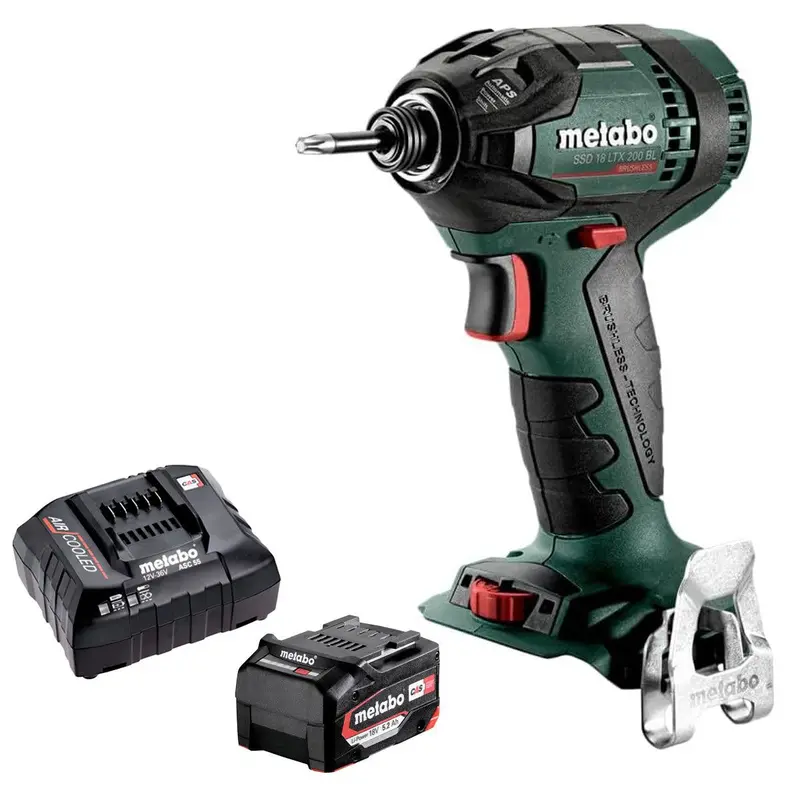 Metabo Ssd 18 Ltx 200 Bl 18V Brushless 1/4" Impact Driver – Equipped With 5.2Ah Battery & Charger 1