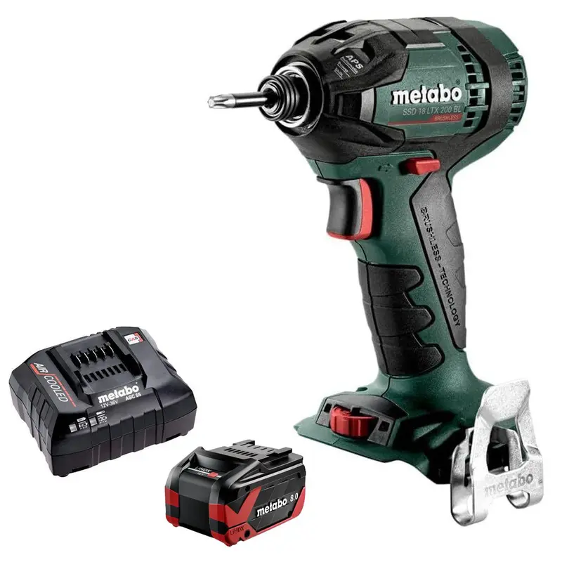 Metabo Ssd 18 Ltx 200 Bl 18V Brushless 1/4" Impact Driver Kit – Includes 8.0Ah Battery & Charger 1