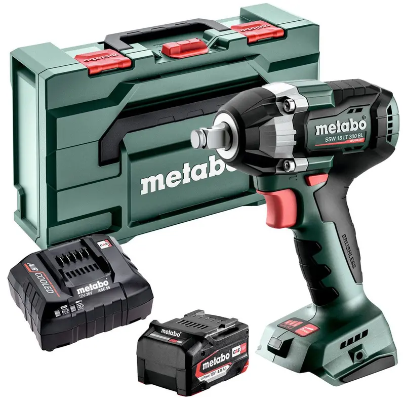 Metabo Ssw 18 Lt 300 Bl 18V Brushless 1/2" Impact Wrench – Includes 4.0Ah Battery, Charger & Metabox 1