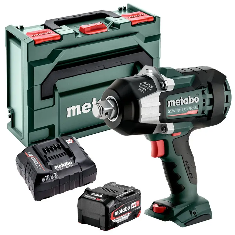 Metabo Ssw 18 Ltx 1750 Bl 18V Brushless 3/4" Impact Wrench – Includes 4.0Ah Battery, Charger & Metabox 1