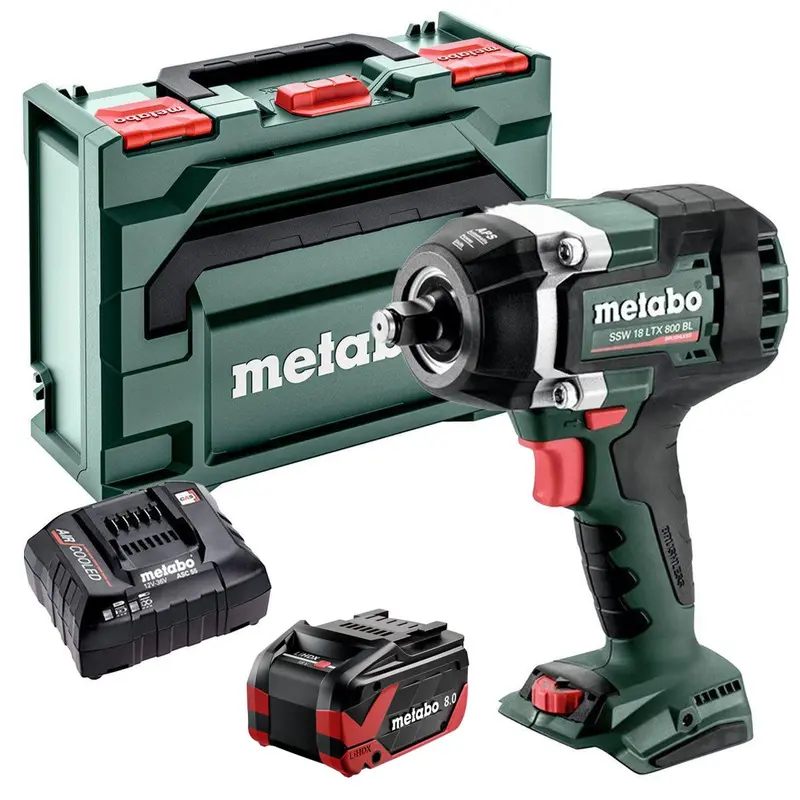 Metabo Ssw 18 Ltx 800 Bl 18V Brushless Impact Wrench – 8.0Ah Battery, Charger & Metabox Included 1