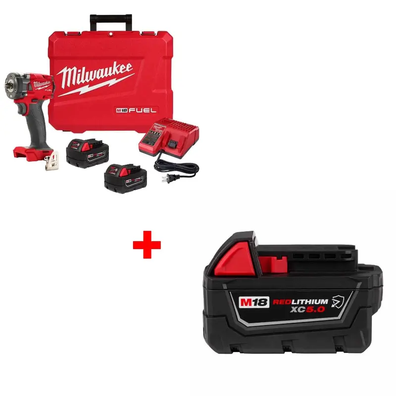Milwaukee 2854-22R M18 Fuel Impact Wrench Kit + Free 48-11-1850R Battery 1