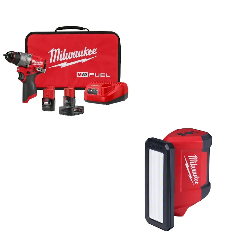 Milwaukee 3404-22 M12 Fuel 1/2" Hammer Drill/Driver Kit With Free M12 Flood Light (2367-20) 1