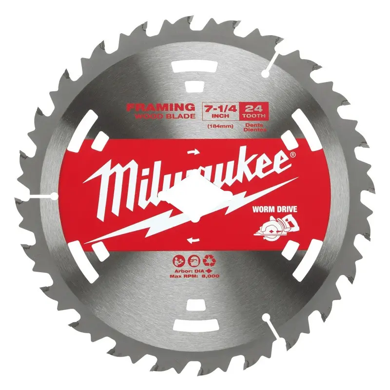 Milwaukee 48-40-1713 7-1/4" 24-Tooth Construction Worm Drive Blade Pack (25-Pack) 1