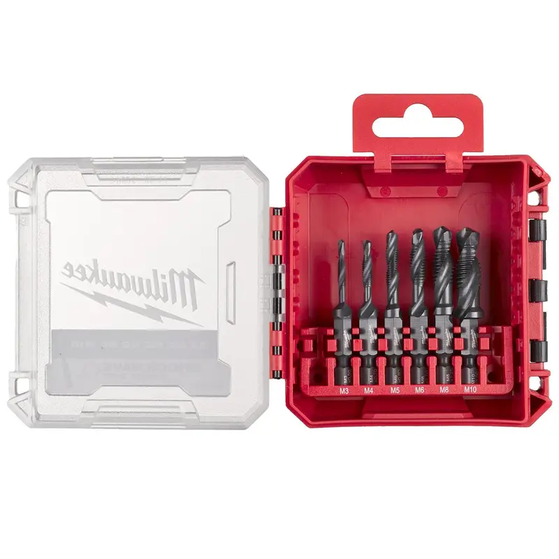 Milwaukee 6-Piece Metric Tap Set (M3–M10) – 1/4" Hex Hss-G, Designed For Combi Drills 1
