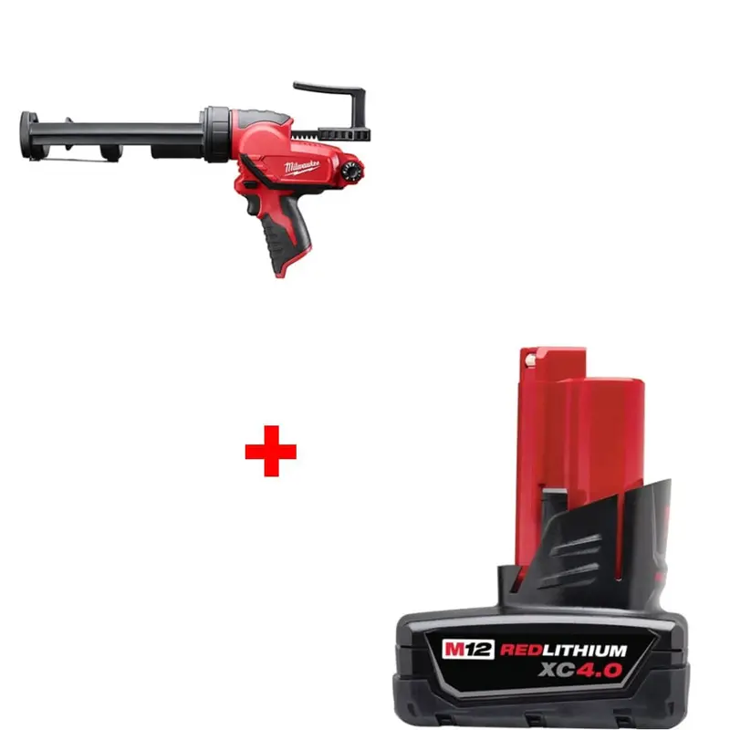 Milwaukee M12 10 Oz. Caulk Gun (Bare Tool) With Free 4.0Ah Battery 1