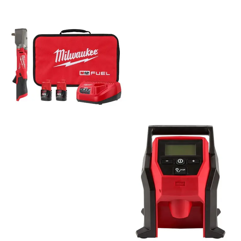 Milwaukee M12 Fuel 3/8" Impact Wrench Kit (2564-22) With Bonus Compact Inflator (2475-20) 1