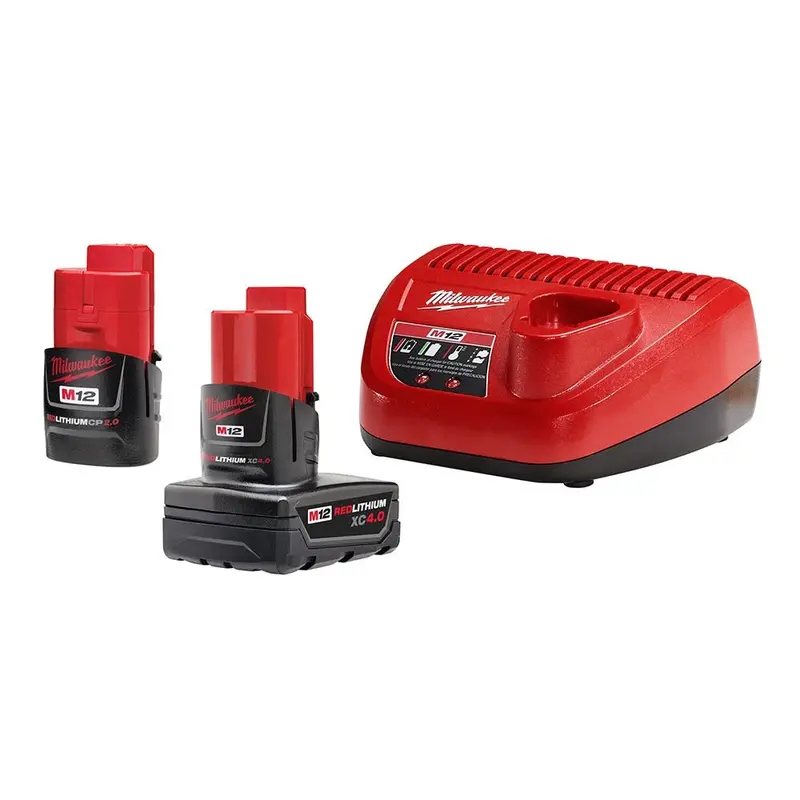 Milwaukee M12 Starter Kit – Two Lithium-Ion Batteries (4.0Ah + 2.0Ah) And Charger 1