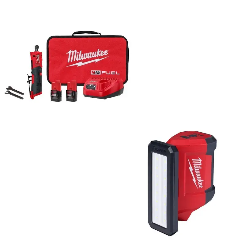 Milwaukee M12 Straight Die Grinder Kit With Free Led Flood Light 1