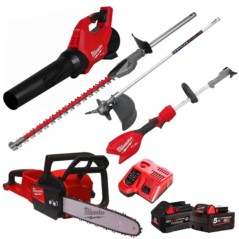 Milwaukee M18 3-Tool Outdoor Kit – Hedge Trimmer & Brush Cutter, 2 Batteries & Charger (T4Tkit-29513) 1