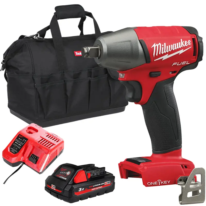 Milwaukee M18 Fuel One-Key 1/2" Brushless Impact Wrench – Includes 3.0Ah Battery, Charger & Carry Bag 1