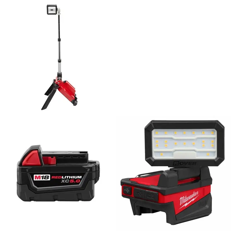 Milwaukee M18 Tower Light Kit (2120-20) Featuring Free 5.0Ah Battery And Rover Led Light 1