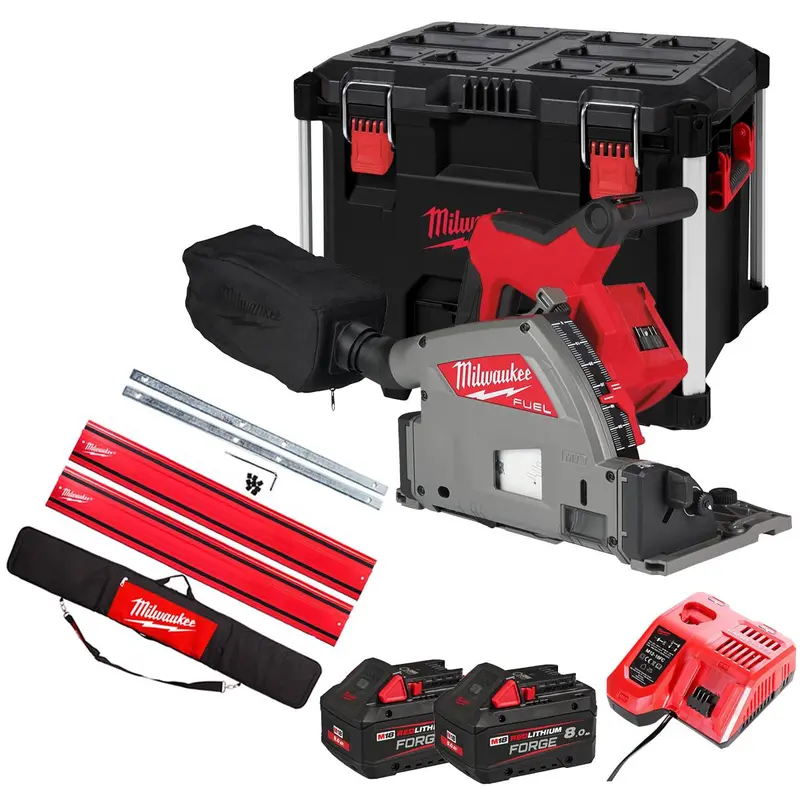 Milwaukee M18Fps55-0Peb 18V M18 Fuel 165Mm Plunge Saw – Features Dual 8.0Ah Batteries & Integrated Guide Rail Kit 1