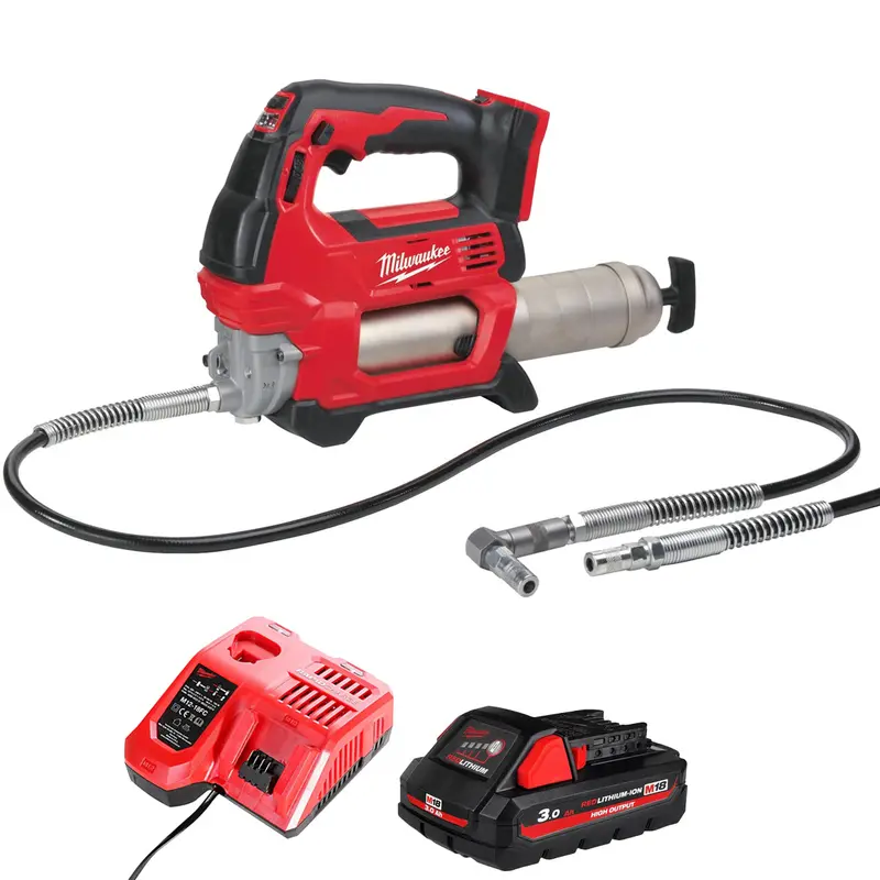 Milwaukee M18Gg-0 18V M18 Cordless Grease Gun – 3.0Ah Battery & Charger Bundle 1