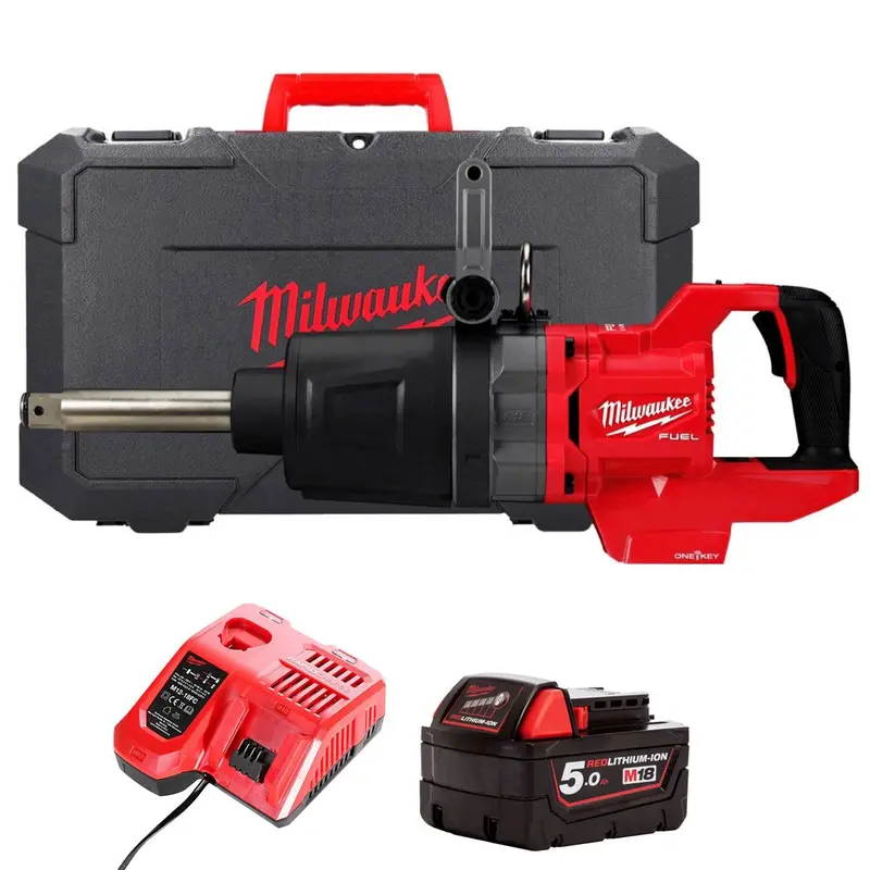 Milwaukee M18Onefhiwf1D-0C 18V Fuel D-Handle 1" Impact Wrench – With 5.0Ah Battery, Charger & Protective Case 1