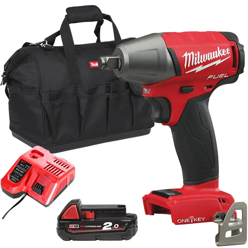 Milwaukee M18Oneiwf12-0 18V Fuel One-Key Brushless 1/2" Impact Wrench Kit – Includes 2.0Ah Battery, Charger & Carry Bag 1