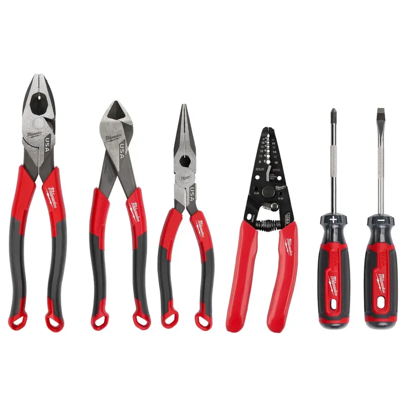 Milwaukee Mt550-6 Comfort Grip 6-Piece Tool Set – Lineman Pliers, Wire Stripper & Screwdrivers (Made In Usa) 1
