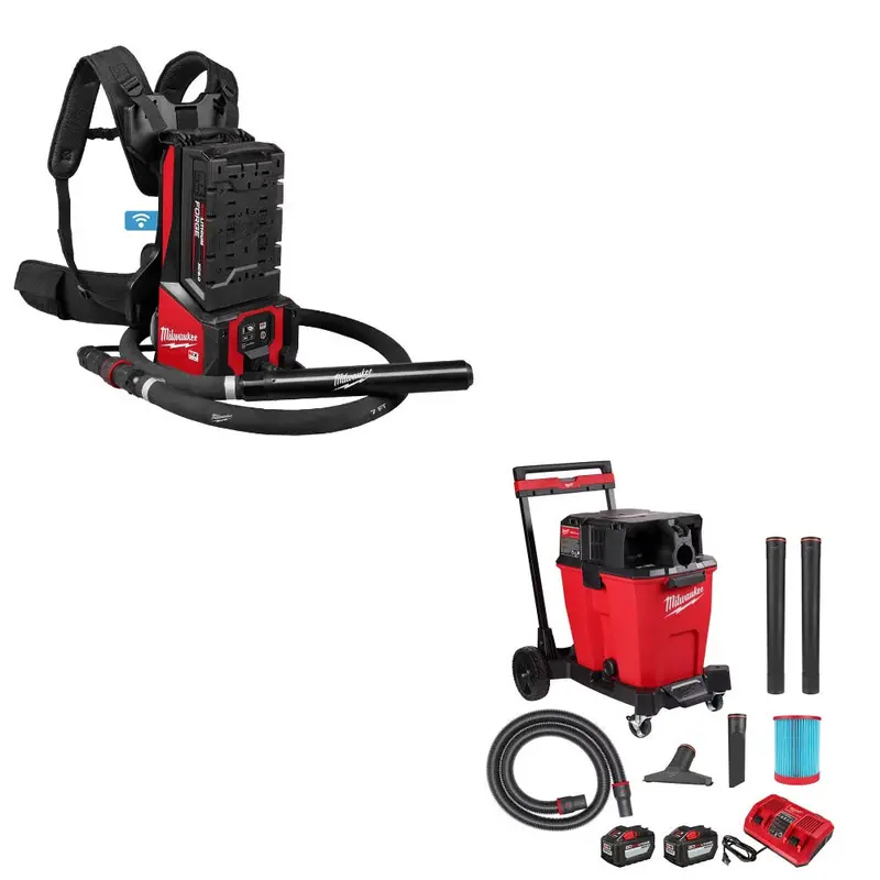 Milwaukee Mxf372-2Xcb Backpack Vibrator Kit – Includes Free 12-Gallon Wet/Dry Vacuum (0930-22Hd) 1