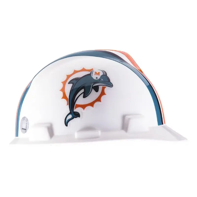 Msa V-Gard Miami Dolphins Hard Hat – Type 1 With Fas-Trac Ratchet Suspension 1