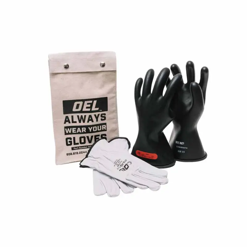 Oel Class 0 Black Rubber Insulating Glove Kit – Size 10 (Irg011B10K) 1
