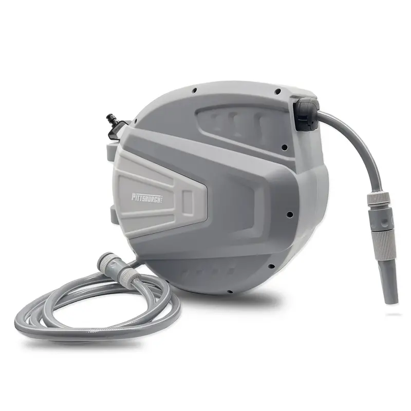 Pittsburgh Auto-Retractable Hose Reel – 20-Meter Water Hose With Spring-Loaded Rewind 1