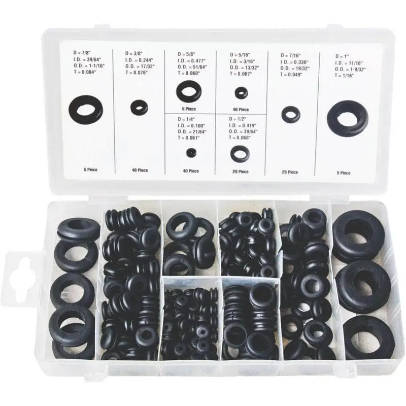 Pittsburgh P43154 180-Piece Flexible Rubber Grommet Selection 1