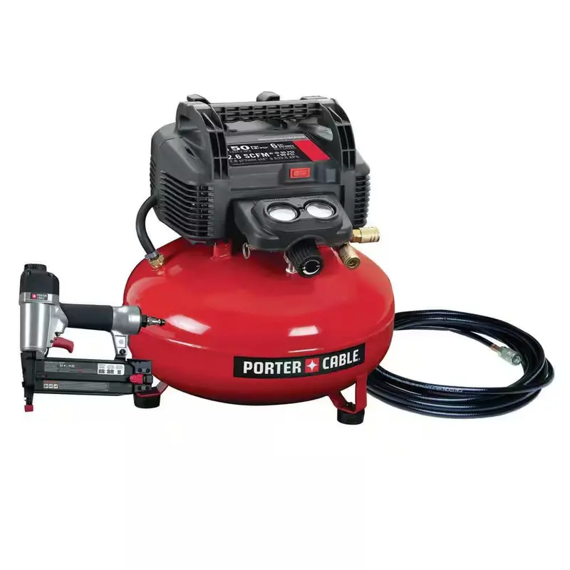 Porter-Cable 6-Gal 150 Psi Pancake Air Compressor & 18-Gauge Brad Nailer Combo – Compact Diy Kit 1