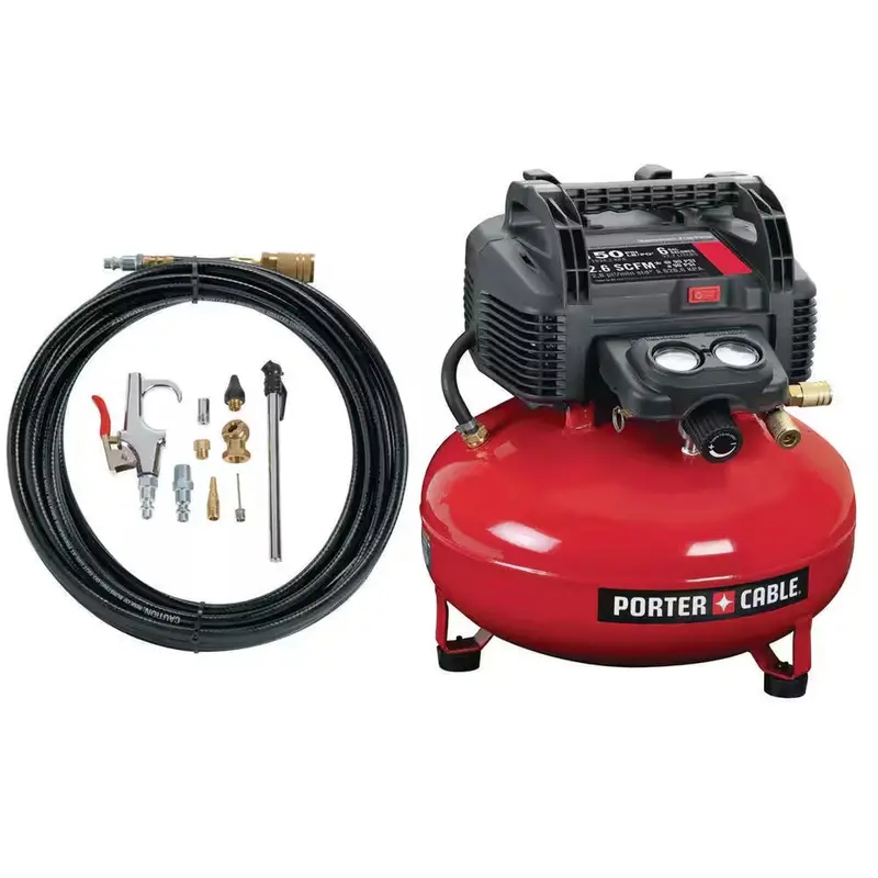 Porter-Cable 6-Gallon 150 Psi Portable Electric Pancake Air Compressor Kit – 13-Piece Tool Set 1