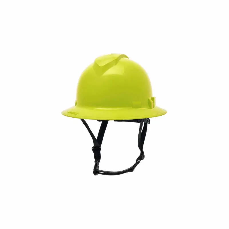 Pyramex Ridgeline T2 Full-Brim Hard Hat — Hi-Visibility Lime, 6-Point Ratchet Suspension (Non-Vented) 1