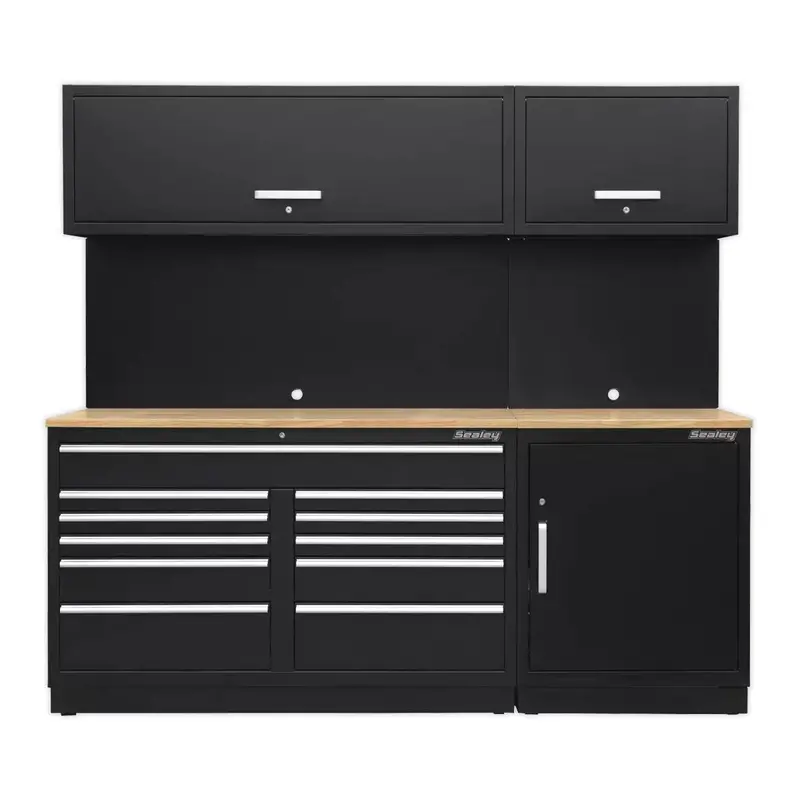 Sealey Apmscombo4W 2.3M Modular Storage System – Oak Worktop, Four-Module Configuration 1