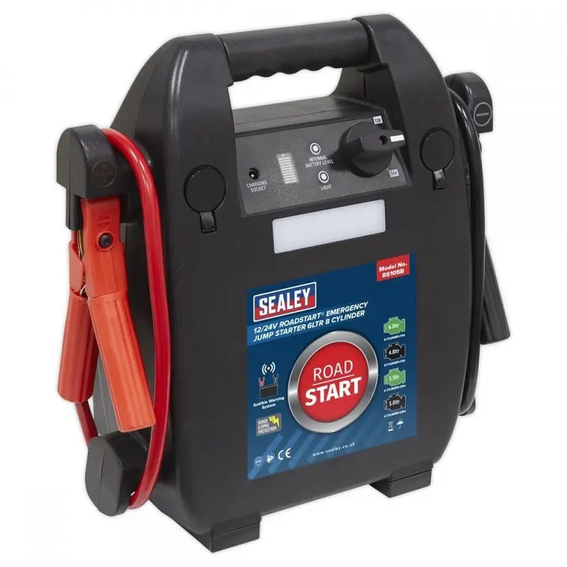 Sealey Rs105B 12/24V Roadstart Emergency Jump Starter – 6L Capacity, Supports Up To 8-Cylinder Engines 1