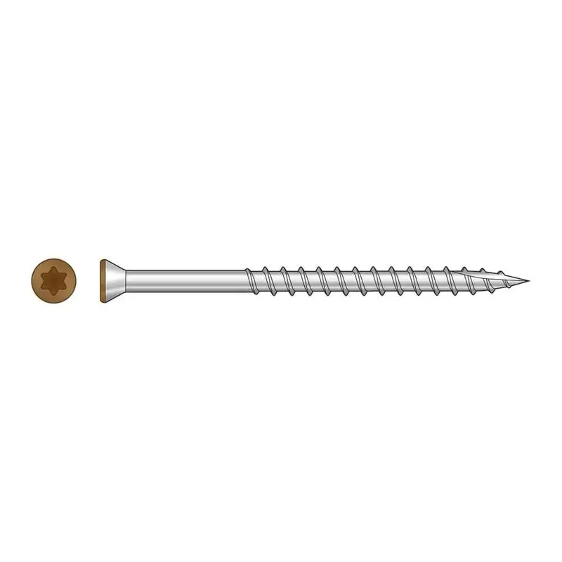 Simpson Strong-Tie S07225Ftbtn01 Trim-Head Wood Screw — #7 X 2-1/4", T15 6-Lobe Drive, Type 305, Tan Finish (1750-Pack) 1