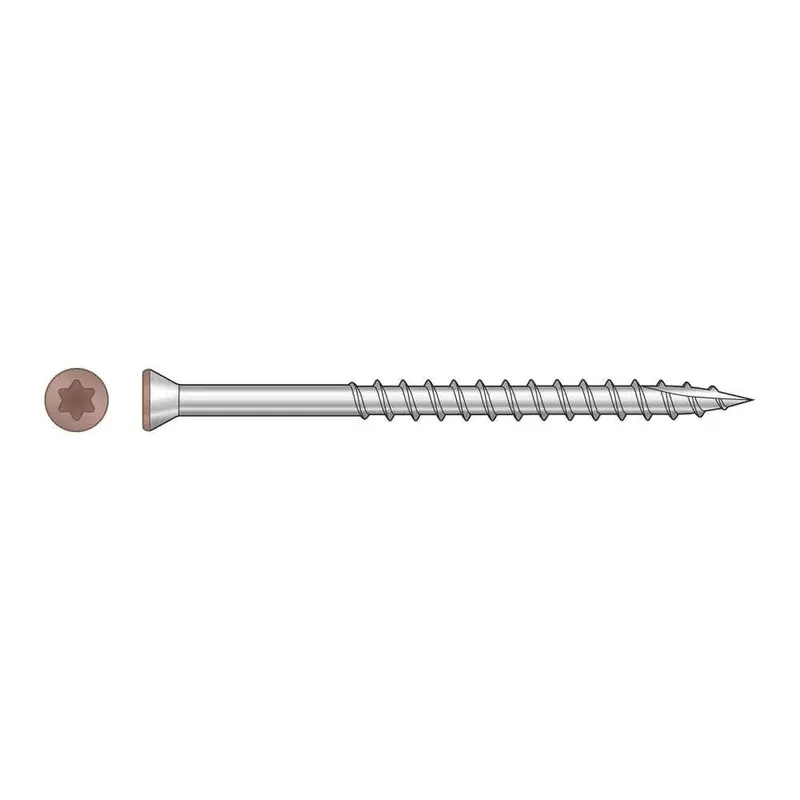 Simpson Strong-Tie S07225Ftbtn03 Tan Trim-Head Screw: #7 × 2-1/4", 6-Lobe T-15 Drive, Type 305 Stainless Steel (1750-Pack) 1